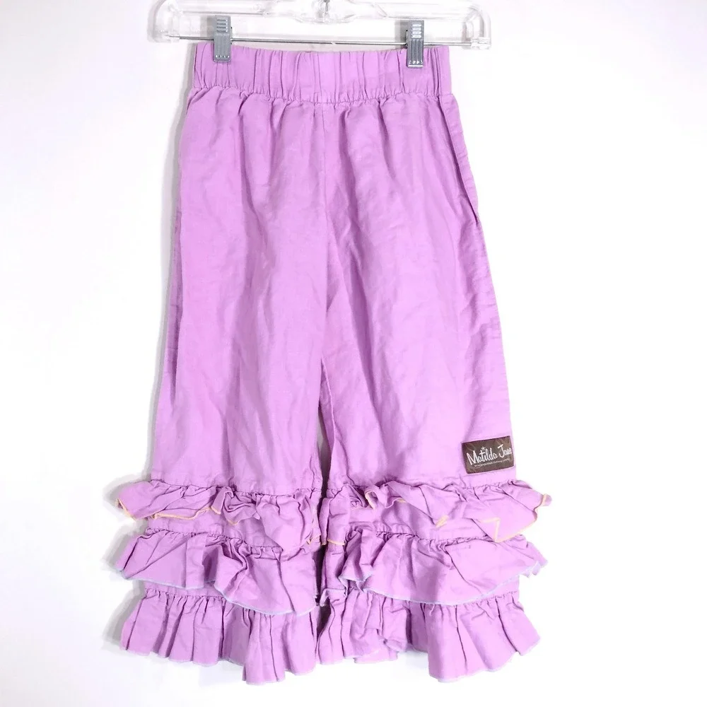 Matilda Jane Purple Ruffle Pants; Girls Size 10 Elastic Waist Tiered Ruffles